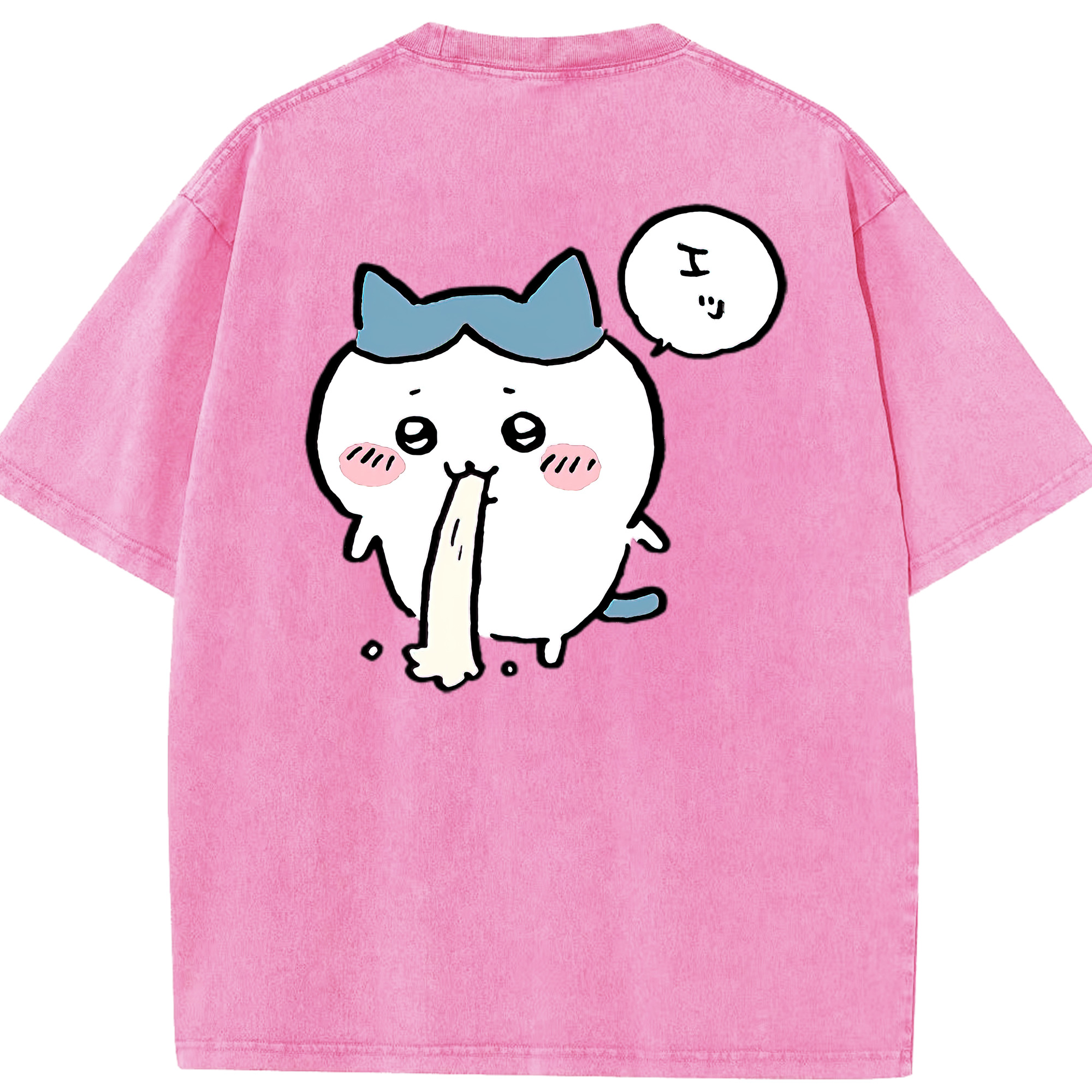 （画像用） ちいかわ ハチワレ Chii-kawa hachiware 綿100% ヴィンテージ風 半袖Tシャツ（背面プリント）